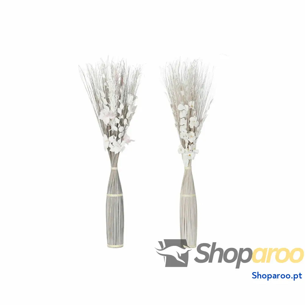 Ramo DKD Home Decor 8424001847440 Bloemen Cinzento Branco Flor seca (40 x 40 x 150 cm) (2 Unidades)
