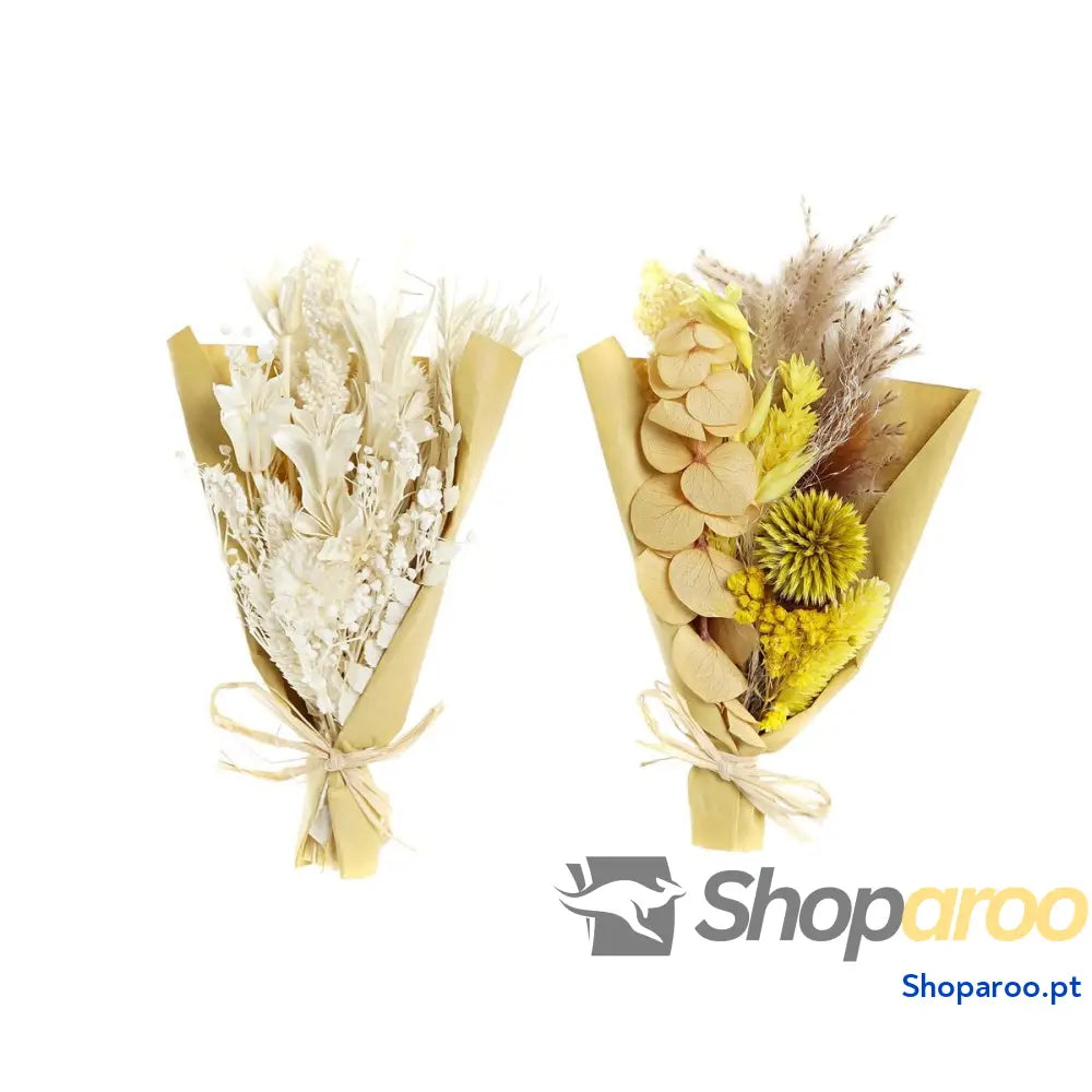 Ramo DKD Home Decor Bege Amarelo Flor seca (10 x 5 x 18 cm) (2 Unidades)