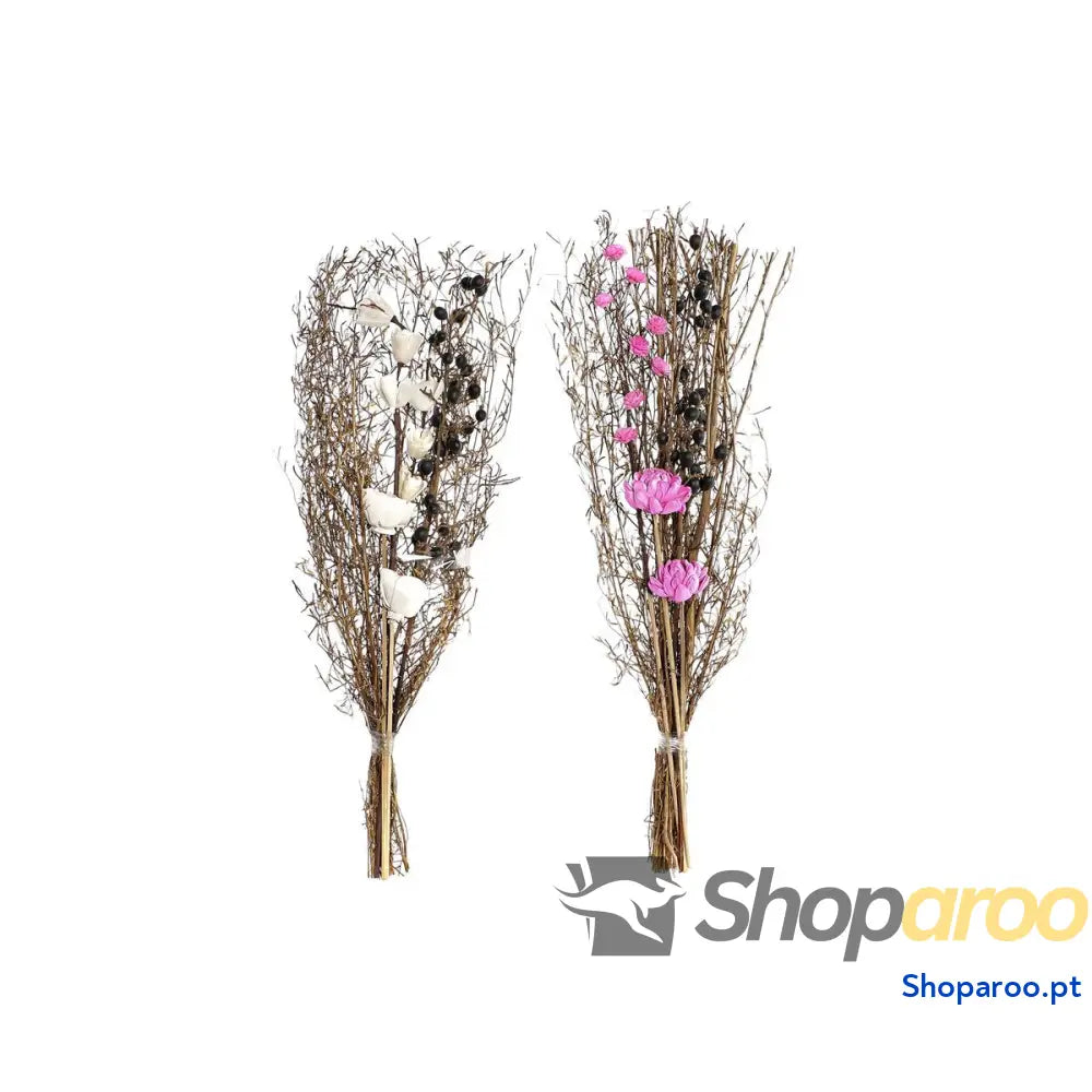 Ramo DKD Home Decor Cor de Rosa Castanho Branco Flor seca (2 Unidades) (30 x 30 x 65 cm)