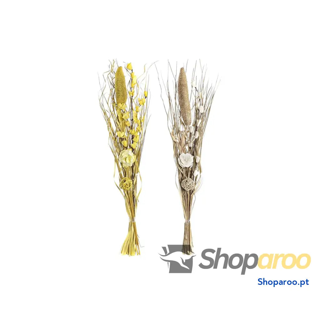Ramo DKD Home Decor Natural Dourado Branco Amarelo Flor seca (30 x 30 x 100 cm) (2 Unidades)