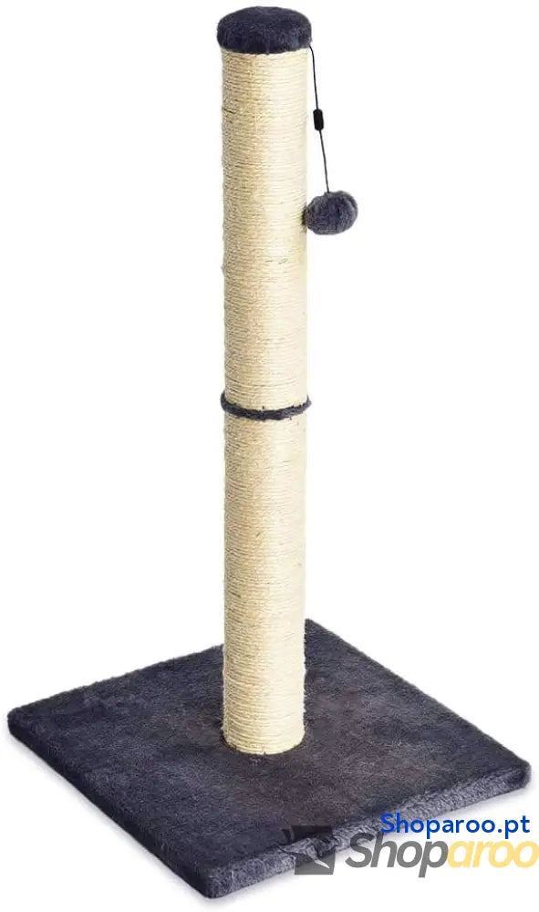 Raspador para gatos de interior padrão com brinquedo pendurado 80 cm cinzento