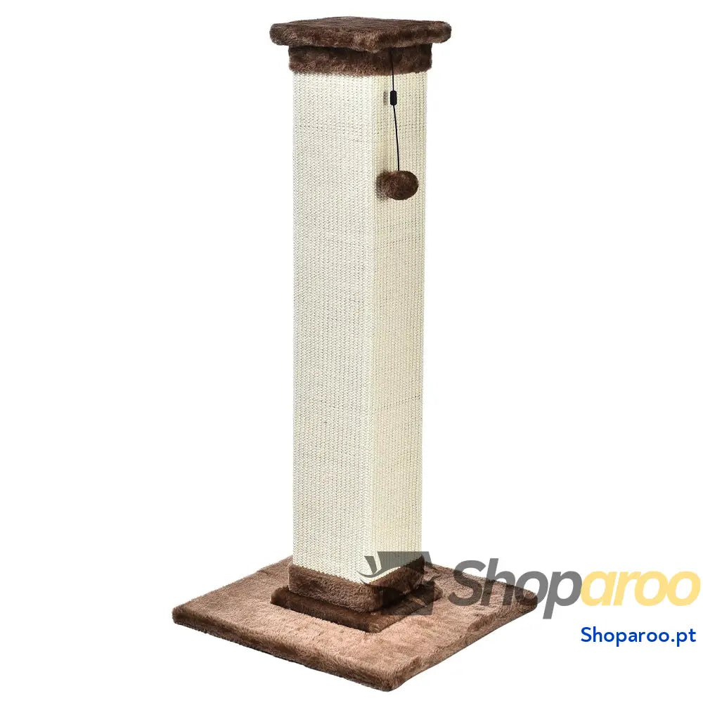 Raspador para gatos de interior padrão com brinquedo pendurado 80 cm cinzento