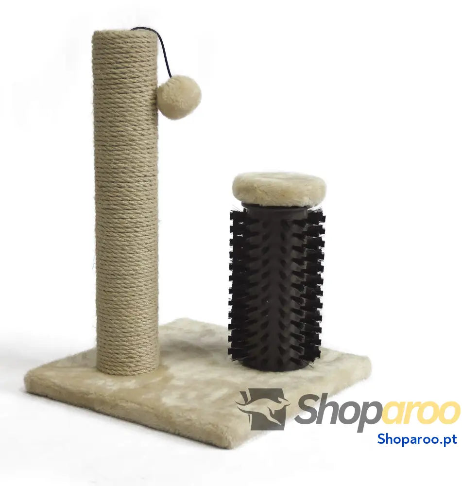 Raspador para gatos de interior padrão com brinquedo pendurado 80 cm cinzento