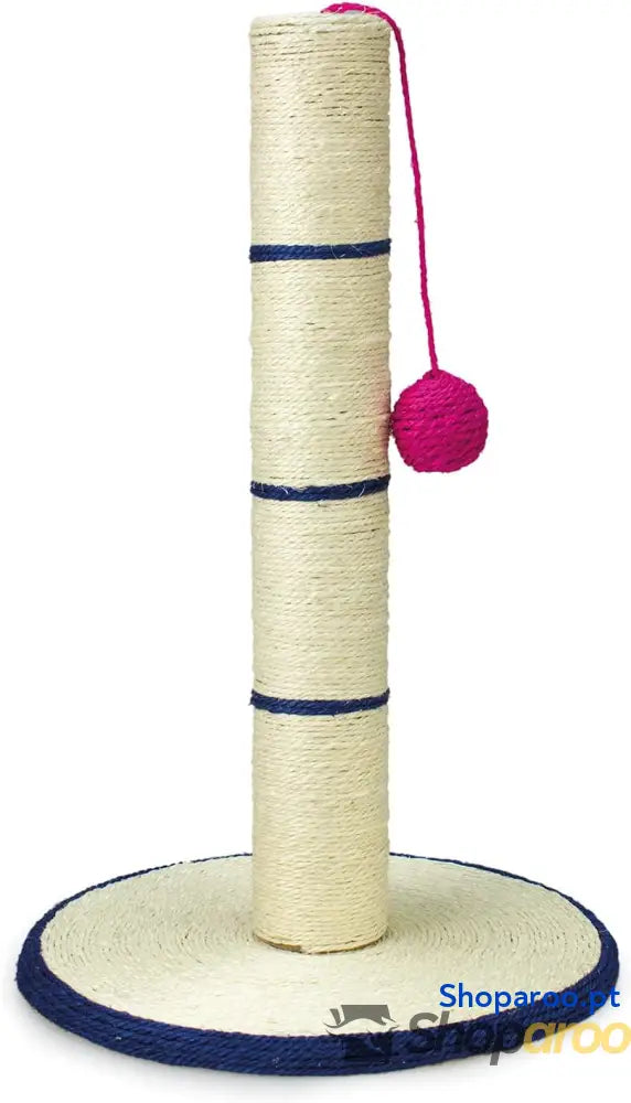 Raspador poste para gatos com bola branco e azul 45 cm