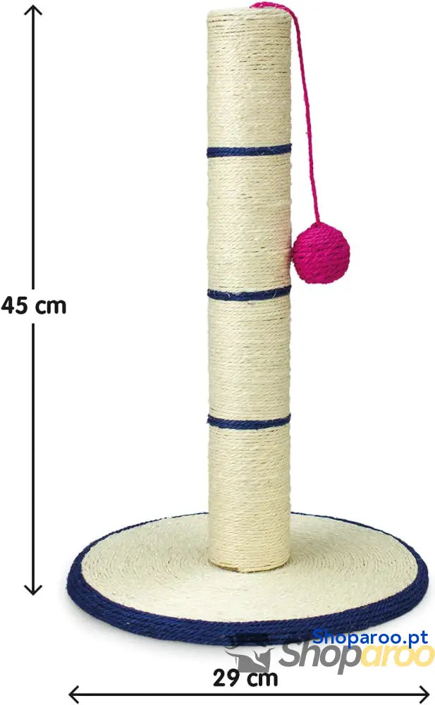 Raspador poste para gatos com bola branco e azul 45 cm