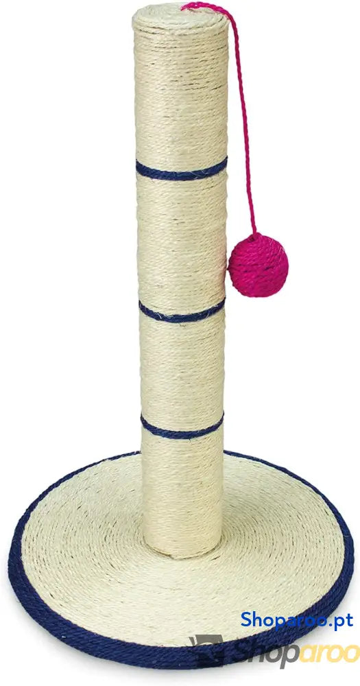 Raspador poste para gatos com bola branco e azul 45 cm