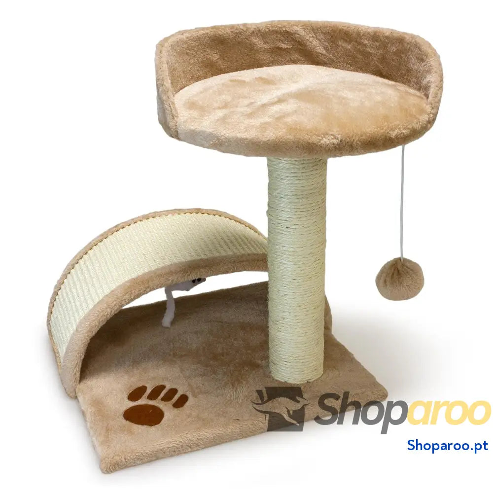 Raspador poste para gatos com bola branco e azul 45 cm