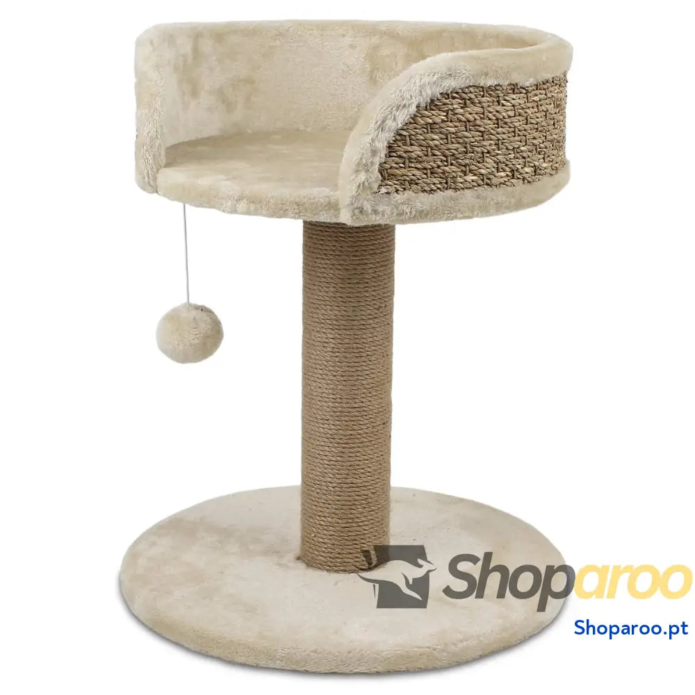 Raspador poste para gatos com bola branco e azul 45 cm