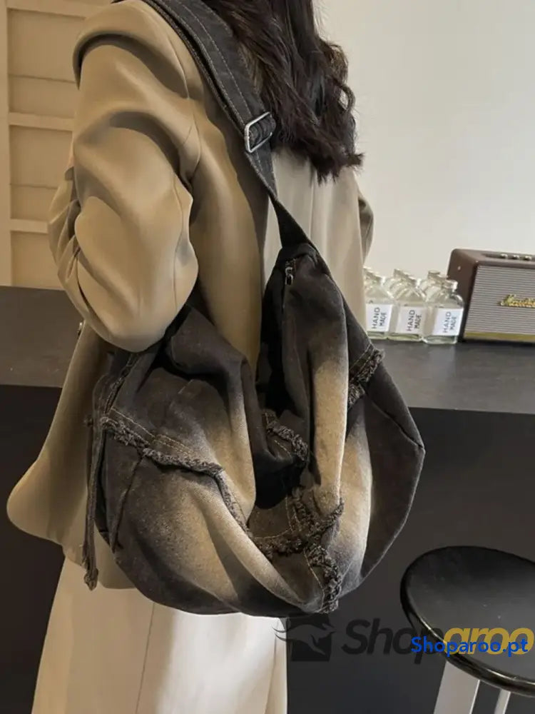 Raw Hem Gradient Crossbody Bag