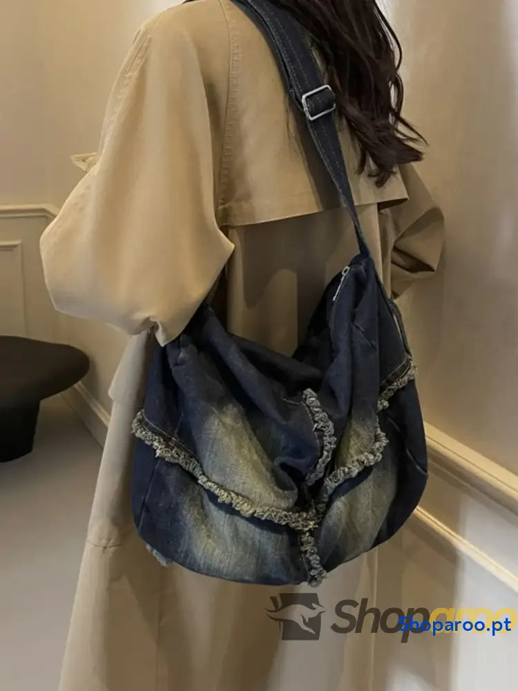 Raw Hem Gradient Crossbody Bag