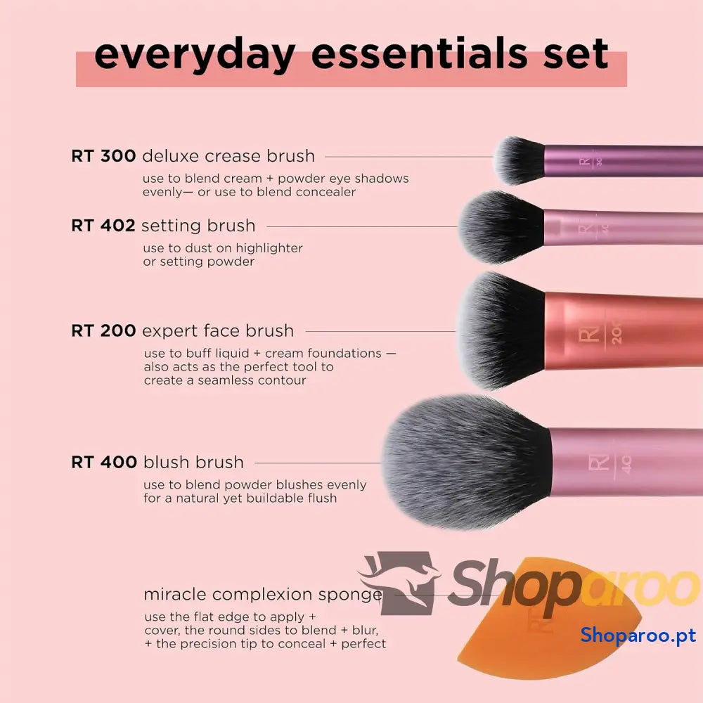 Real Techniques Kit Maquilhagem Everyday Essentials com Esponja Misturadora