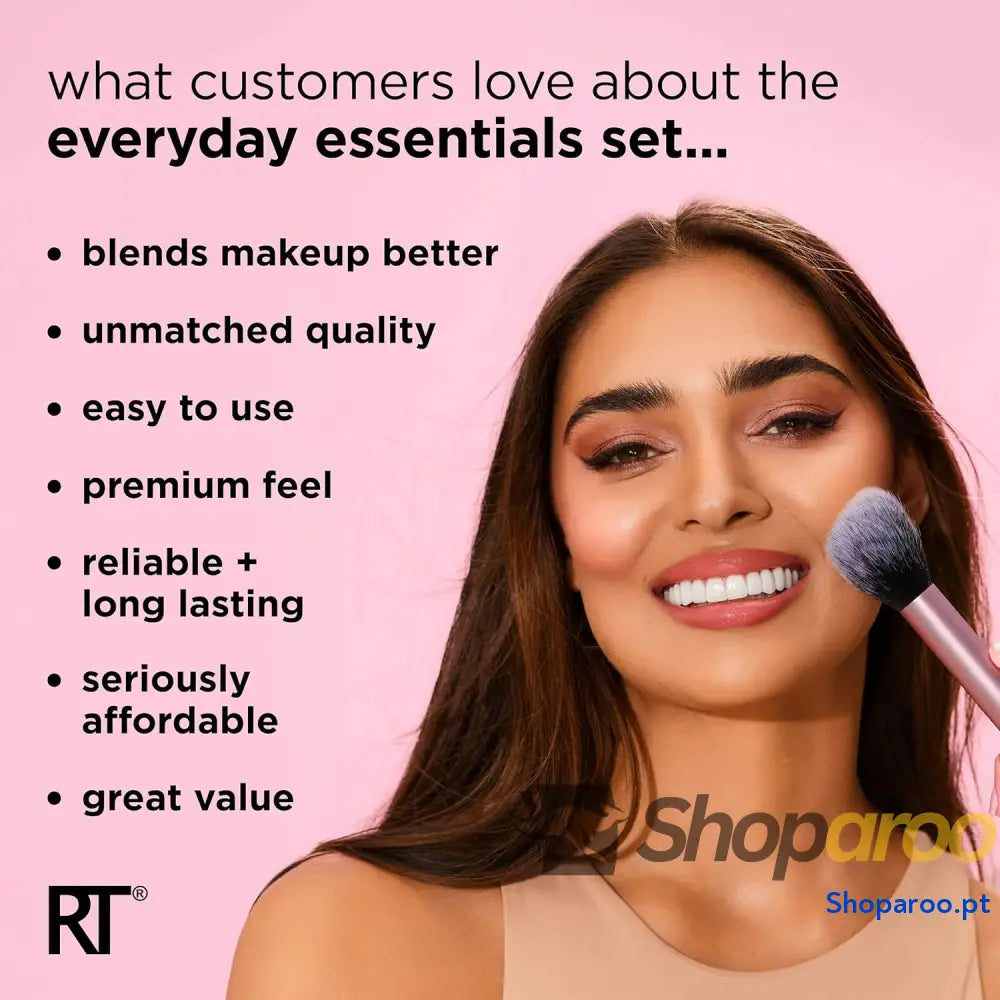 Real Techniques Kit Maquilhagem Everyday Essentials com Esponja Misturadora