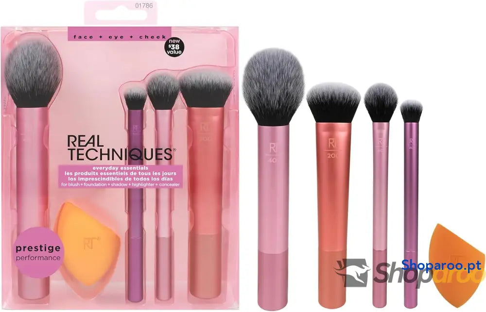 Real Techniques Kit Maquilhagem Everyday Essentials com Esponja Misturadora