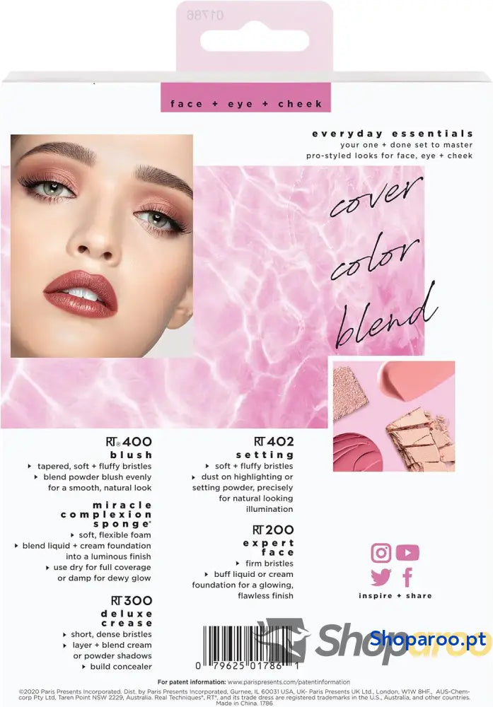 Real Techniques Kit Maquilhagem Everyday Essentials com Esponja Misturadora