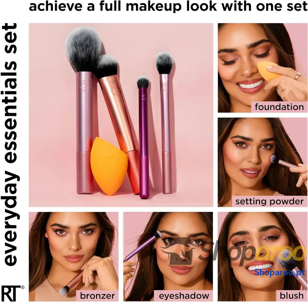 Real Techniques Kit Maquilhagem Everyday Essentials com Esponja Misturadora