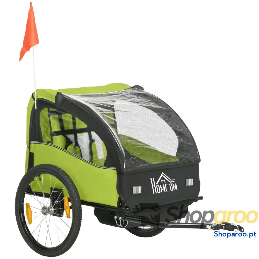 Reboque de bicicleta para crianças com assento duplo e cinto segurança