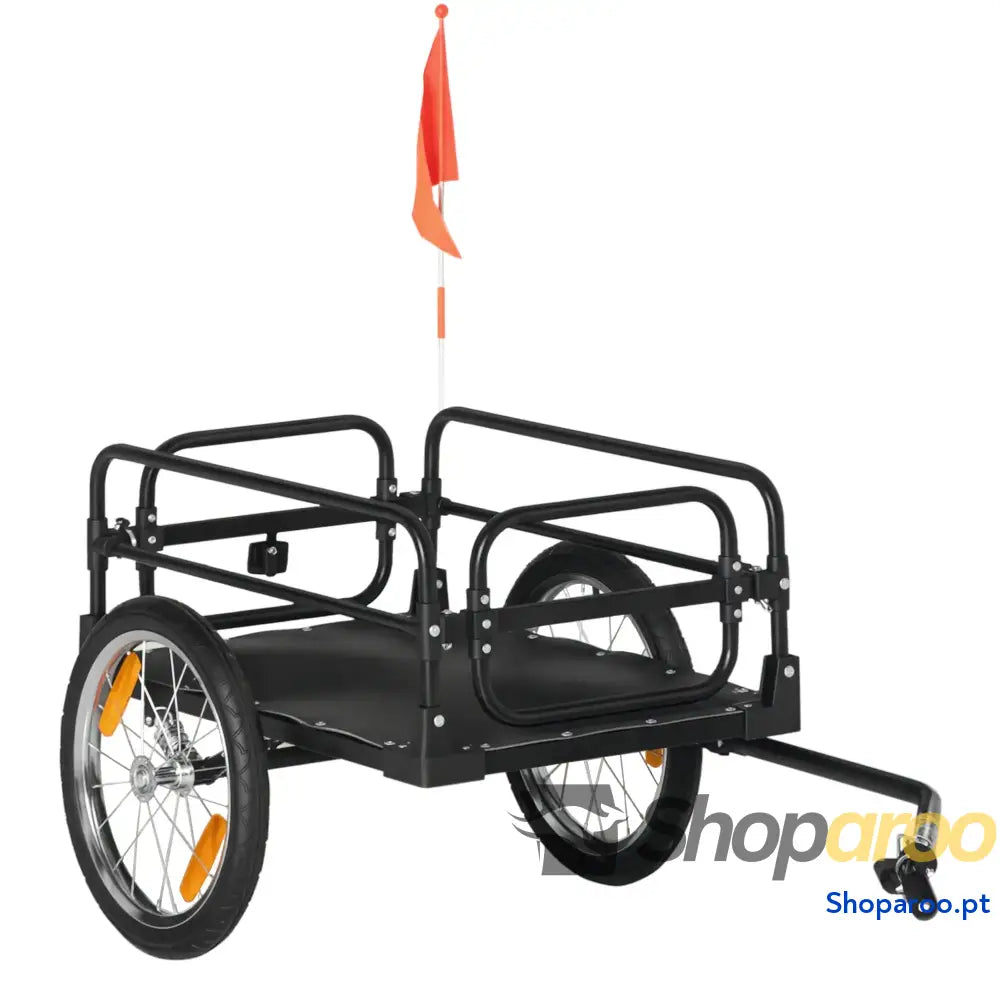 Reboque de carga para bicicletas 70L 40kg com refletores e bandeira