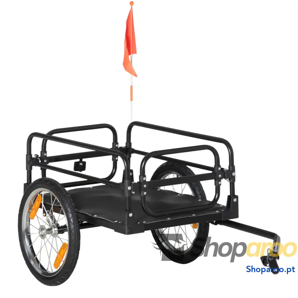 Reboque de carga para bicicletas 70L 40kg com refletores e bandeira