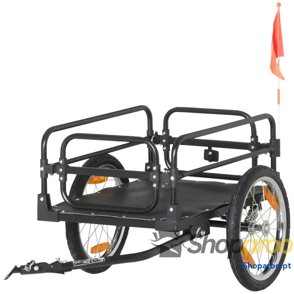 Reboque de carga para bicicletas 70L 40kg com refletores e bandeira