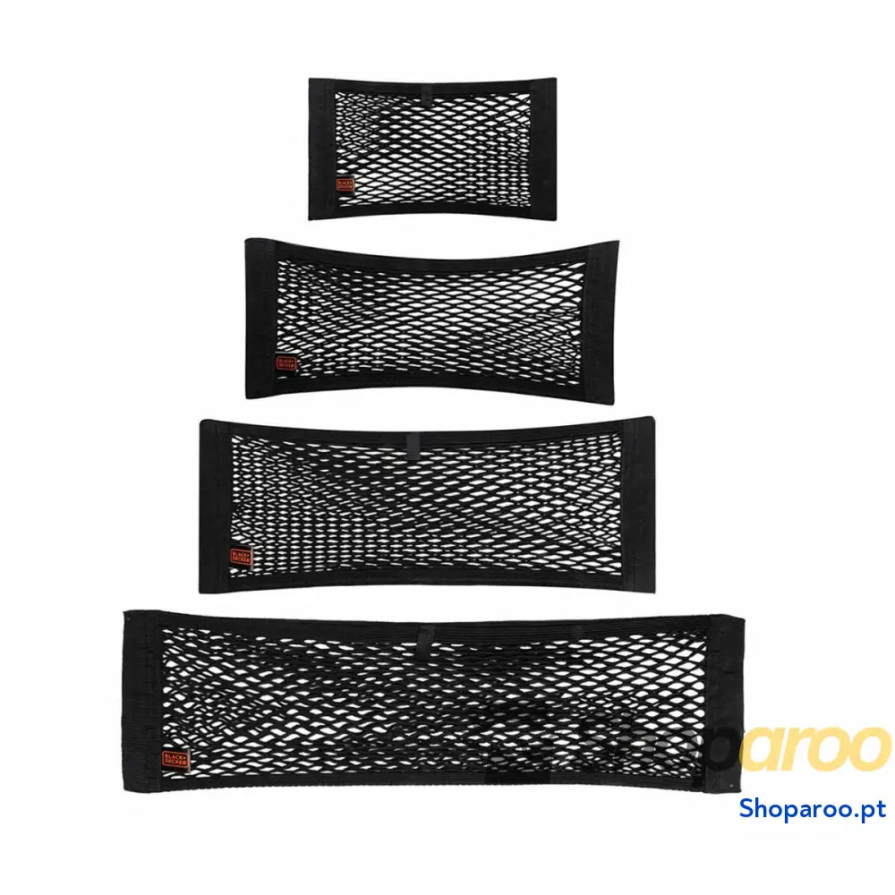 Rede de armazenamento para carro Black & Decker Preto 40/50/60/80 x 25 cm 4 Peças