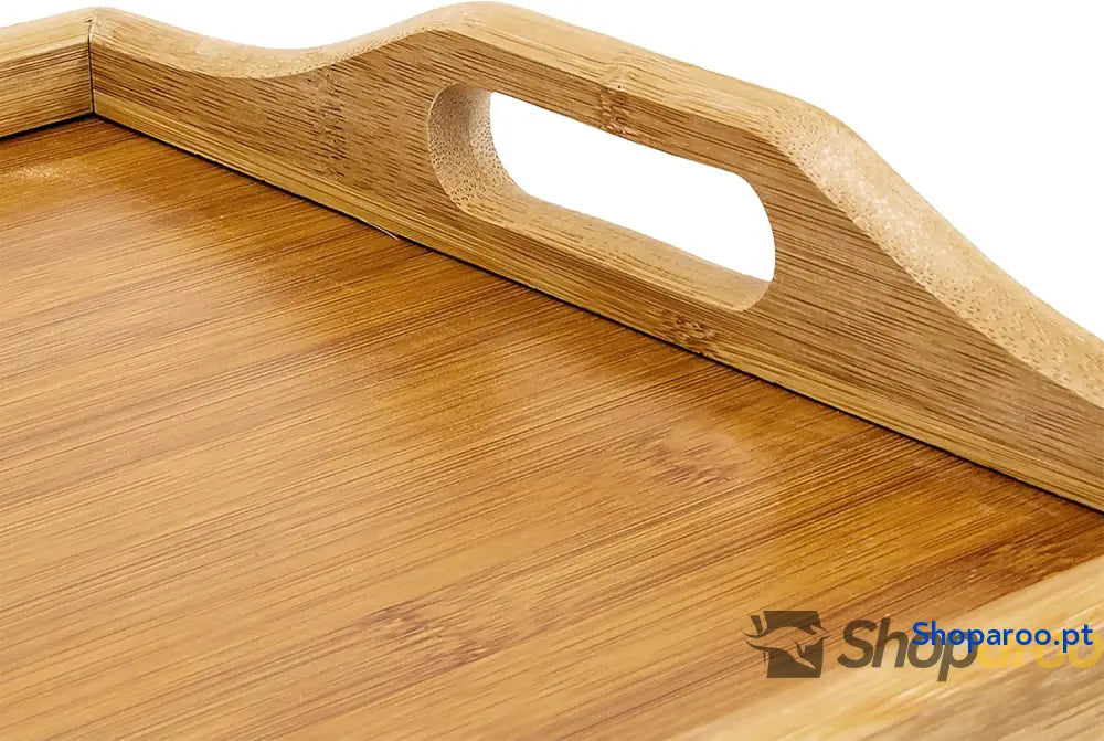 Bandeja para Cama Mesita Desayuno con Asas y Patas Plegables Bambú MDF 23 x 60 30 cm Hogar Natural