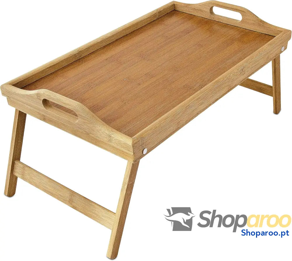 Bandeja para Cama Mesita Desayuno con Asas y Patas Plegables Bambú MDF 23 x 60 30 cm Hogar Natural