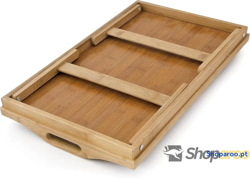 Bandeja para Cama Mesita Desayuno con Asas y Patas Plegables Bambú MDF 23 x 60 30 cm Hogar Natural