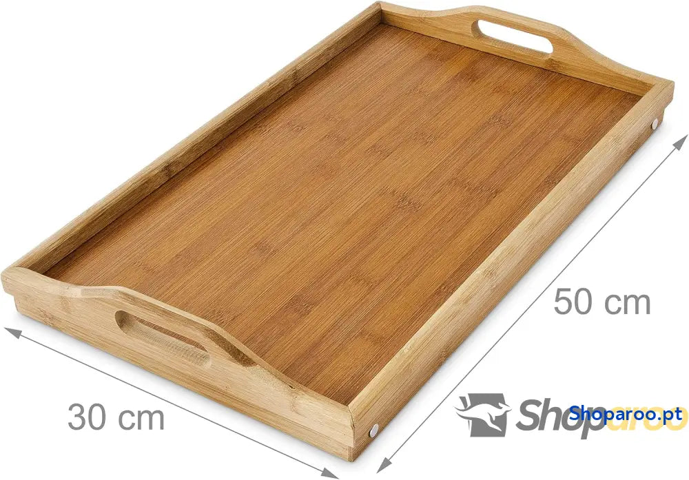 Bandeja para Cama Mesita Desayuno con Asas y Patas Plegables Bambú MDF 23 x 60 30 cm Hogar Natural