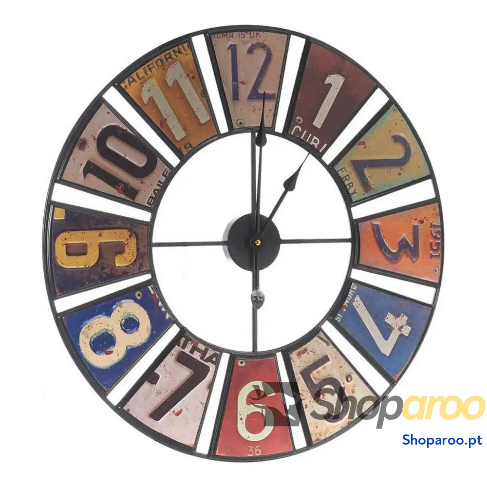 Relógio de Parede Multicolor Retro Metal (60 x 4,5 60 cm)