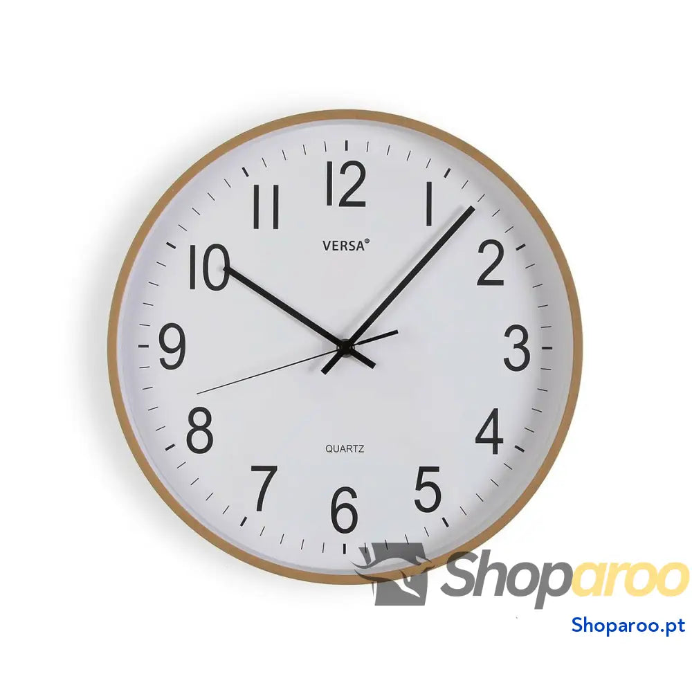 Relógio de Parede Versa Plástico Quartzo Madeira MDF 5 x 35 cm