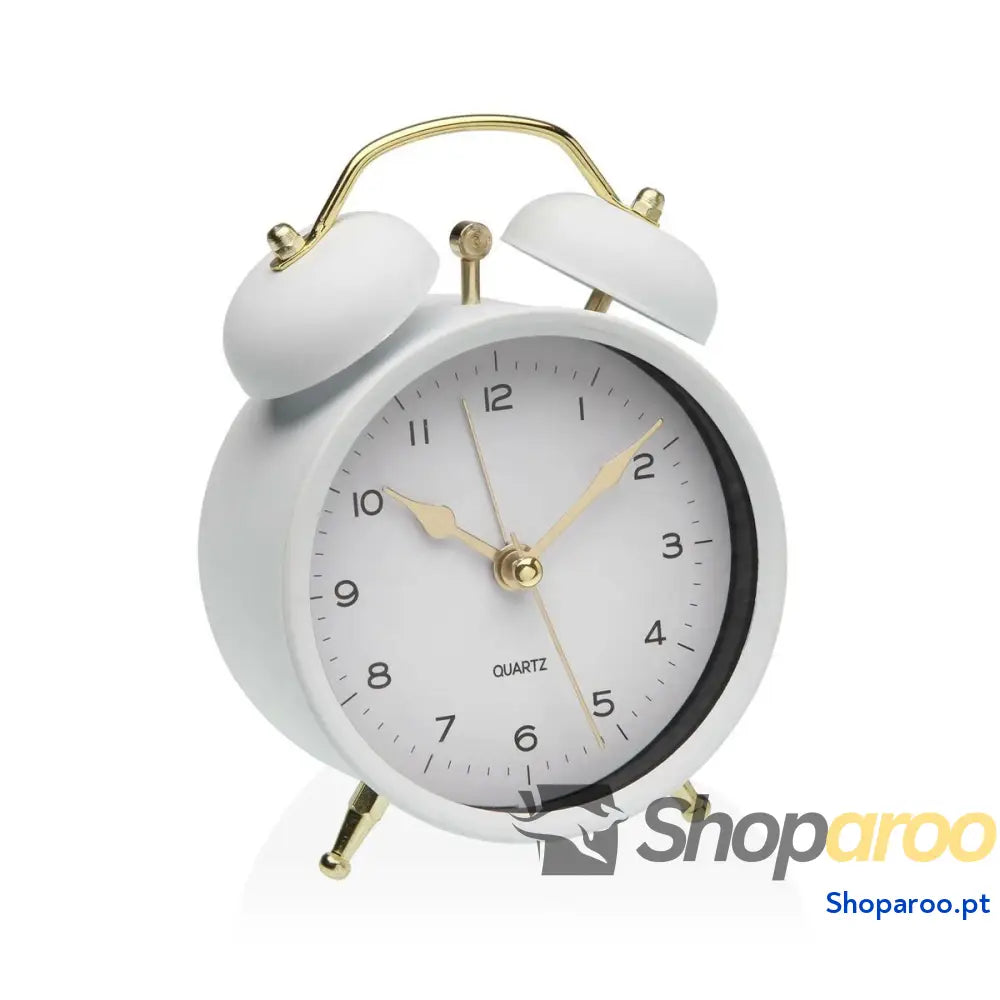 Relógio Despertador Versa Branco Metal 5,4 x 13,5 9,7 cm
