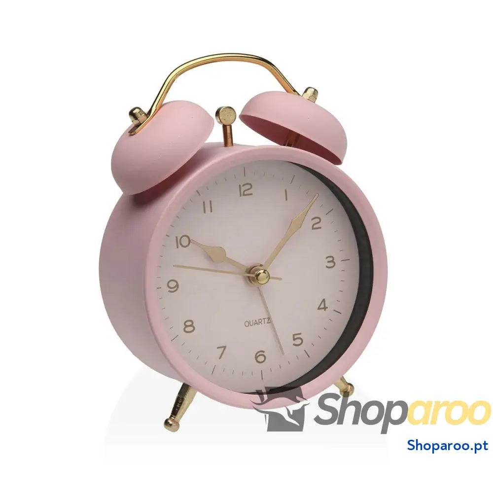 Relógio Despertador Versa Cor de Rosa Metal 5,4 x 13,5 9,7 cm