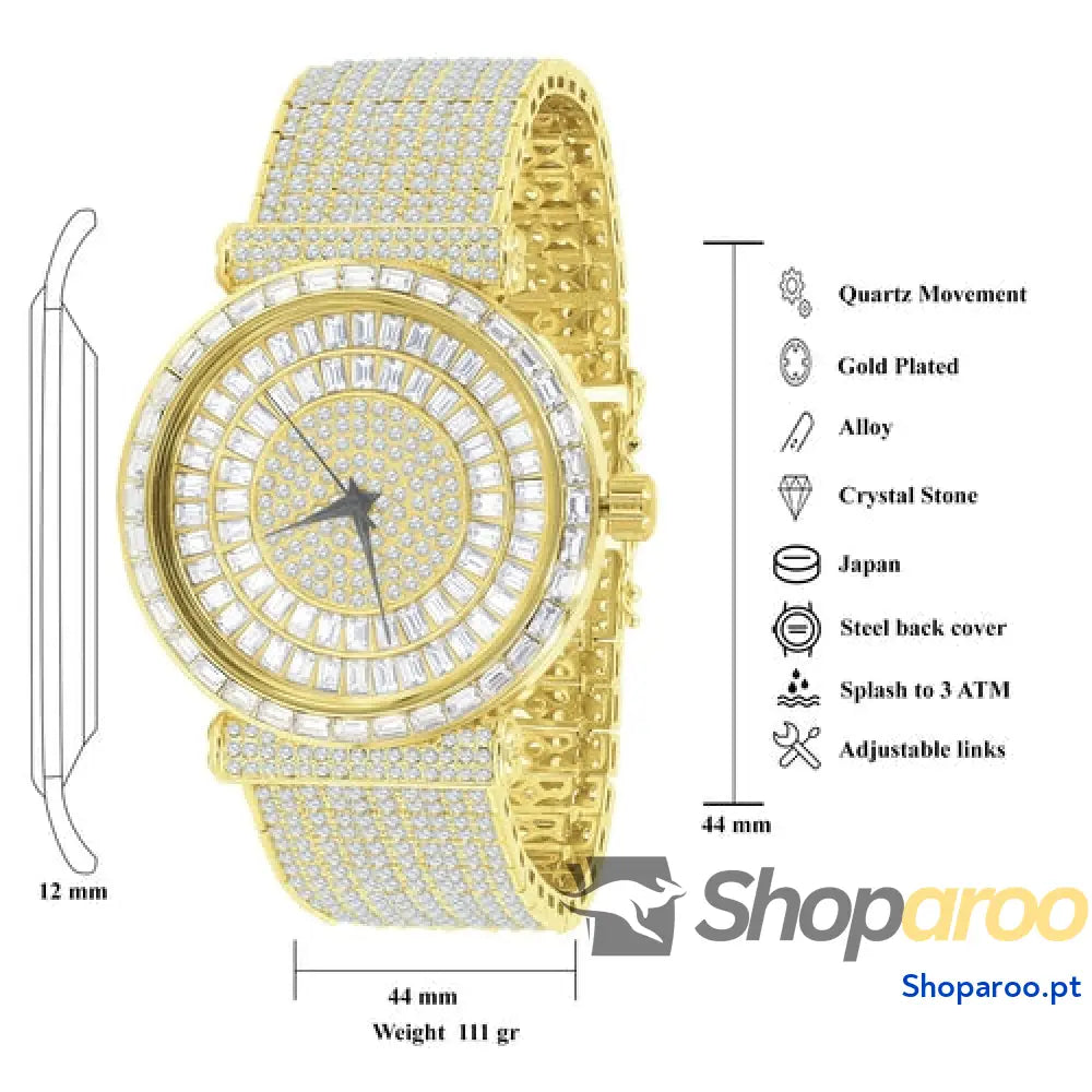 Relógio FOXY CZ Iced Out com Zircónia Cúbica