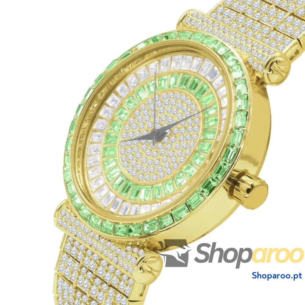 Relógio Foxy CZ Iced Out com Zircônia Cúbica e Tampa em Aço