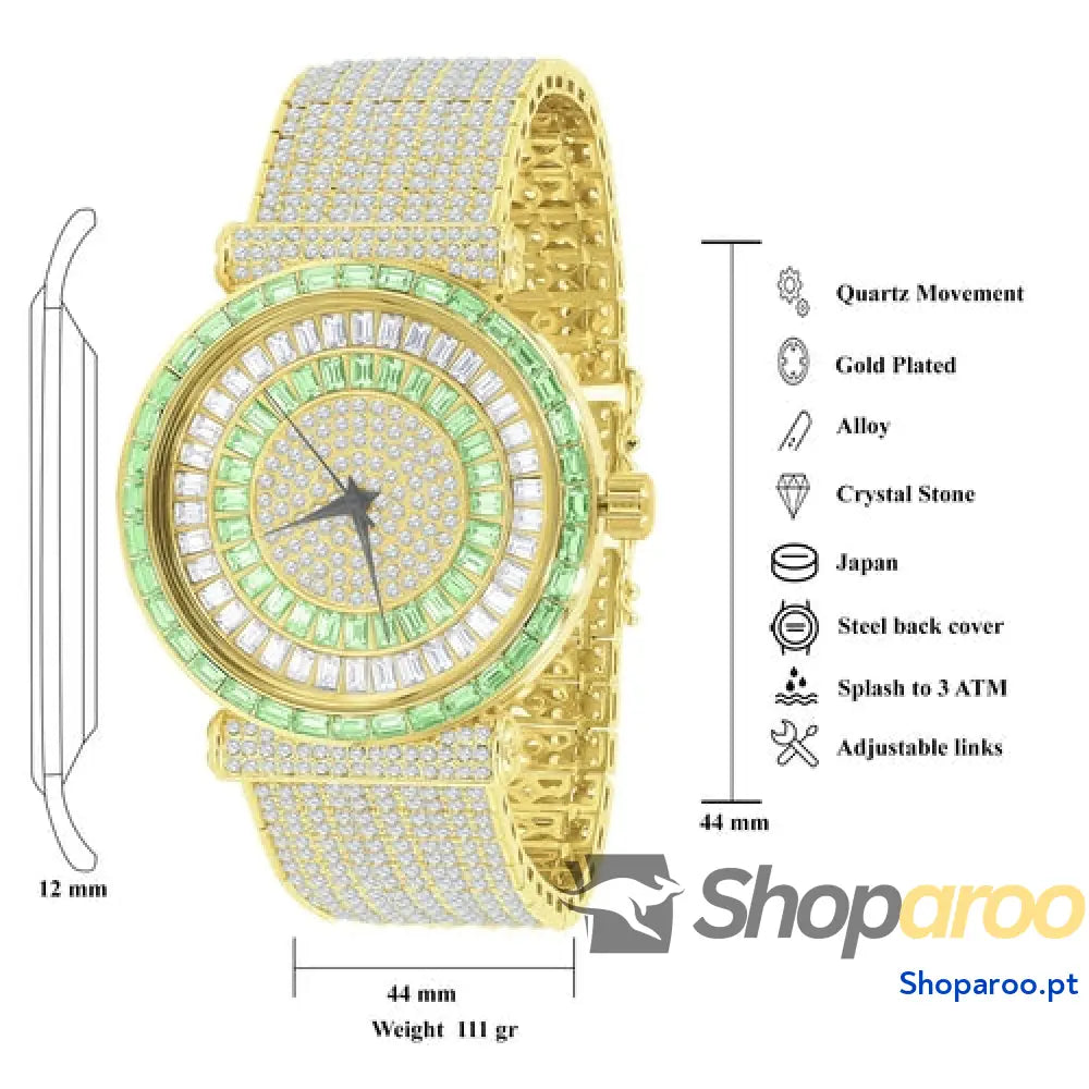 Relógio Foxy CZ Iced Out com Zircônia Cúbica e Tampa em Aço