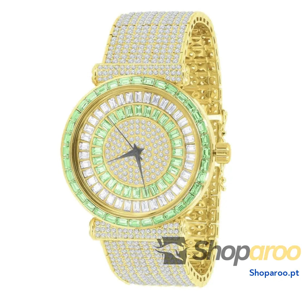 Relógio Foxy CZ Iced Out com Zircônia Cúbica e Tampa em Aço