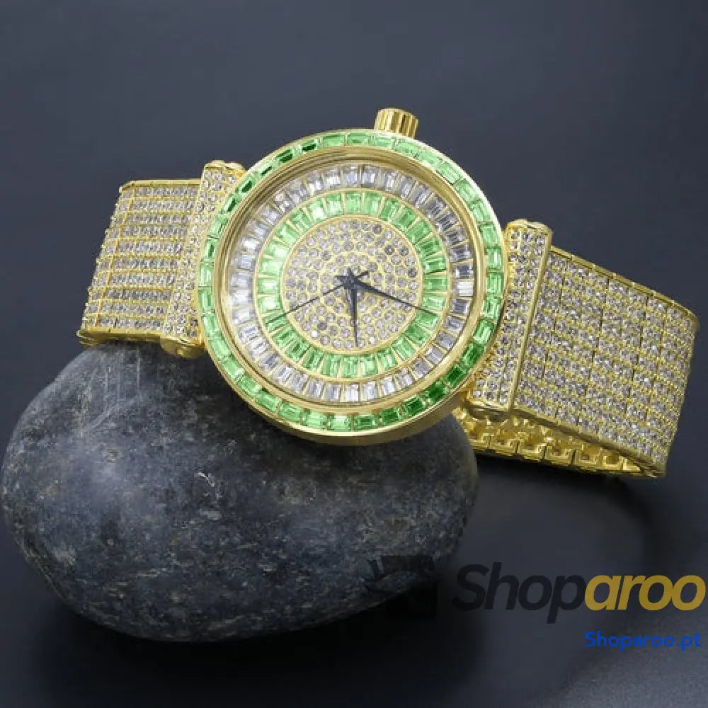 Relógio Foxy CZ Iced Out com Zircônia Cúbica e Tampa em Aço