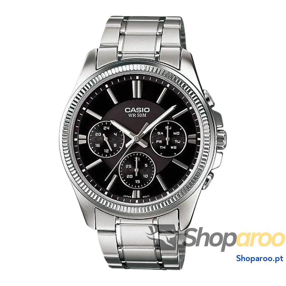Relógio masculino Casio ENTICER GENT Preto Prateado (Ø 35 mm)