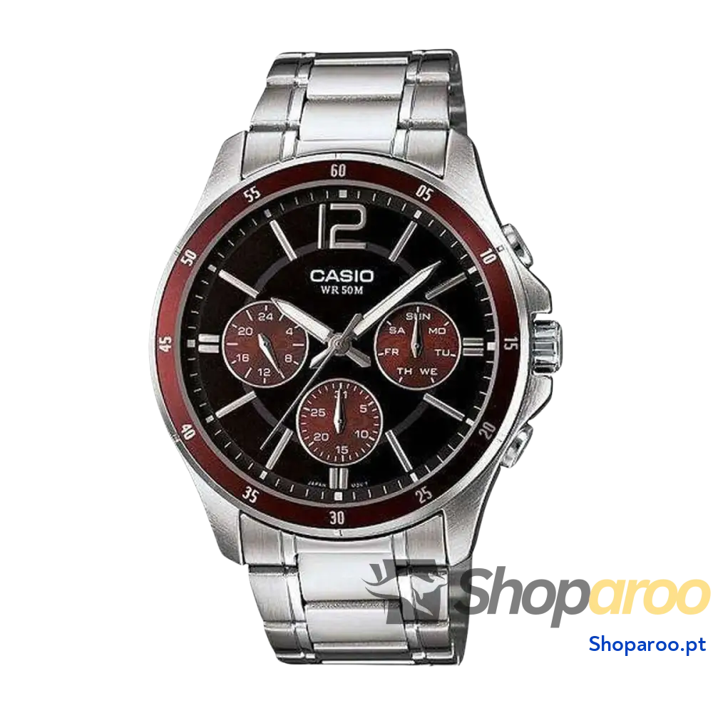 Relógio masculino Casio MULTIFUNCTION CALENDAR - BLACK & BORDEAUX (Ø 43,5 mm)