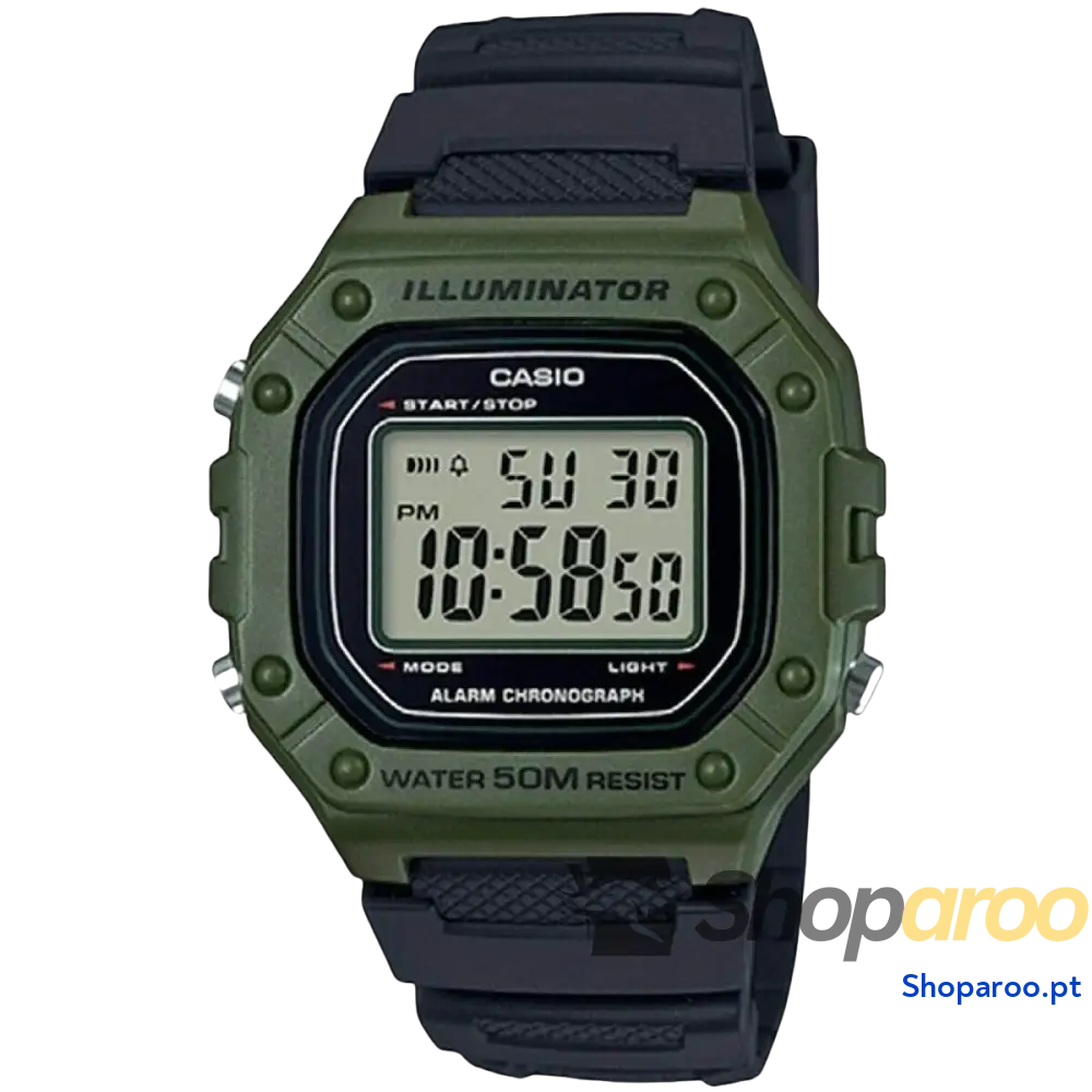 Relógio masculino Casio W-218H-3AVEF Preto Verde