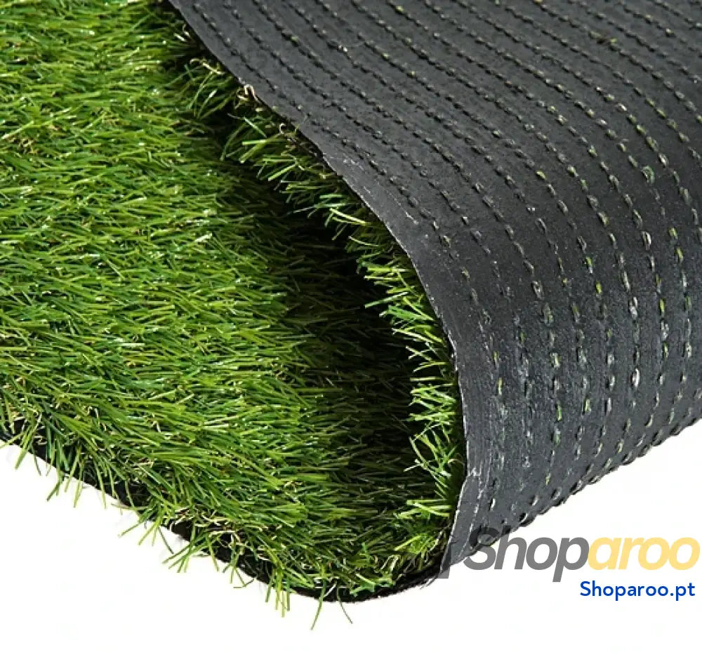 Relva Artificial 25 mm Rolo de 300x100 cm Realista com Orifícios Drenagem para Varanda Jardim Pátio Verde