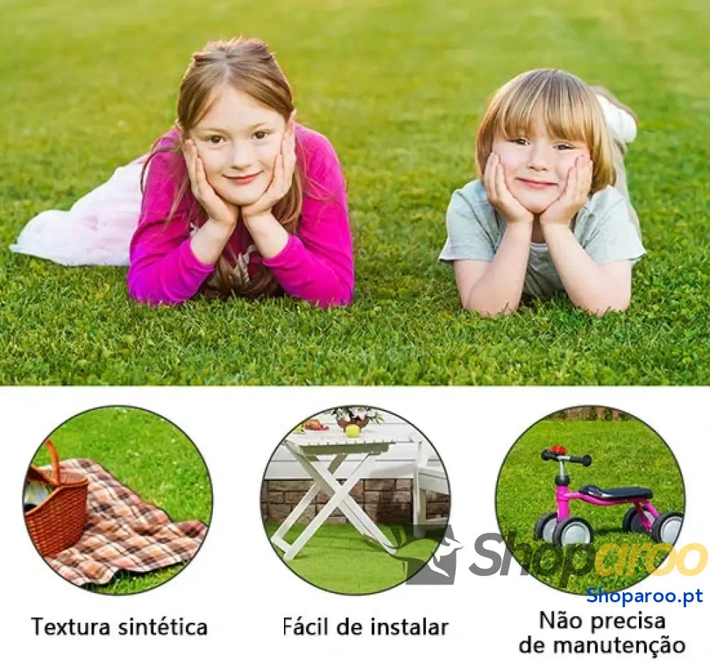  Relva Artificial 25 mm Rolo de Relva Artificial 300x100 cm Realista com Orifícios de Drenagem para Varanda Jardim Pátio Verde