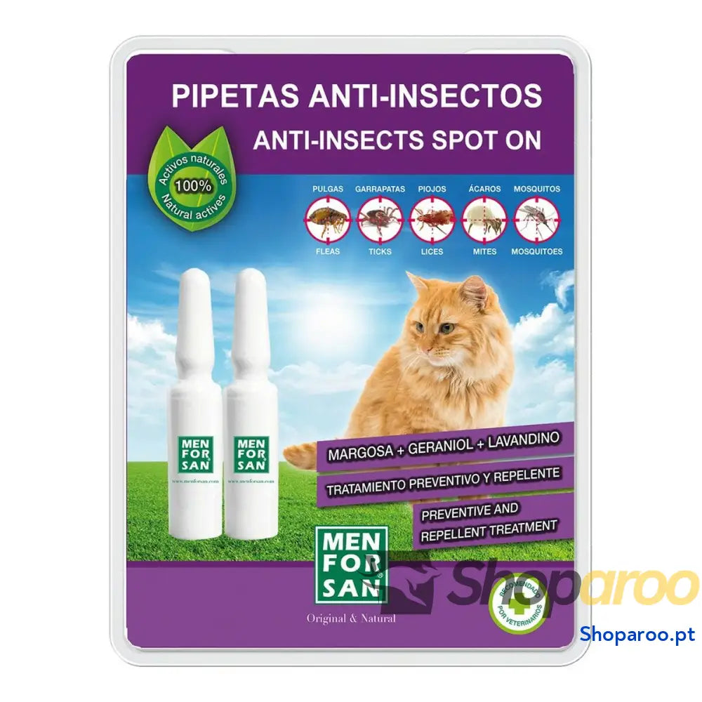 Repelente de insetos Menforsan 2 Unidades Pipetas Gato