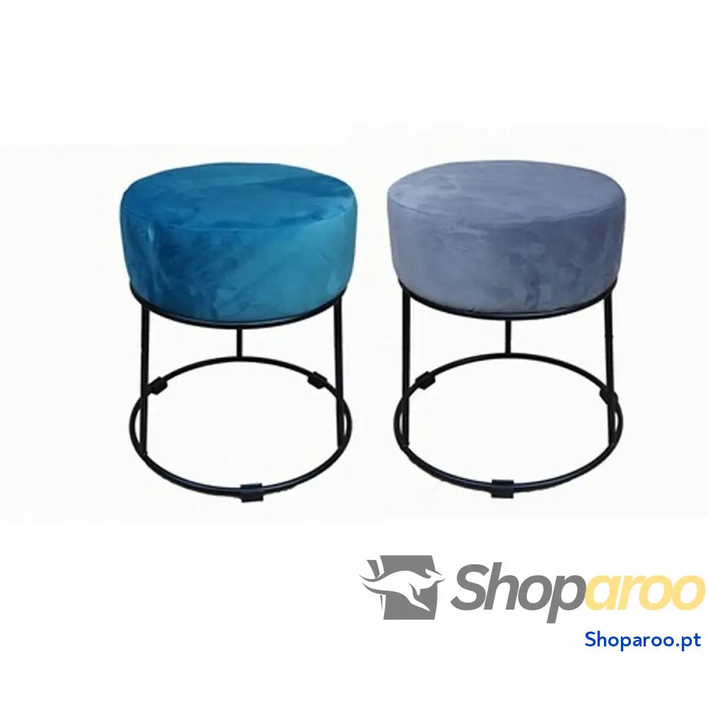 Repousa pés DKD Home Decor Preto Cinzento Metal Turquesa Poliéster (36 x 36 37 cm) (2 Unidades)