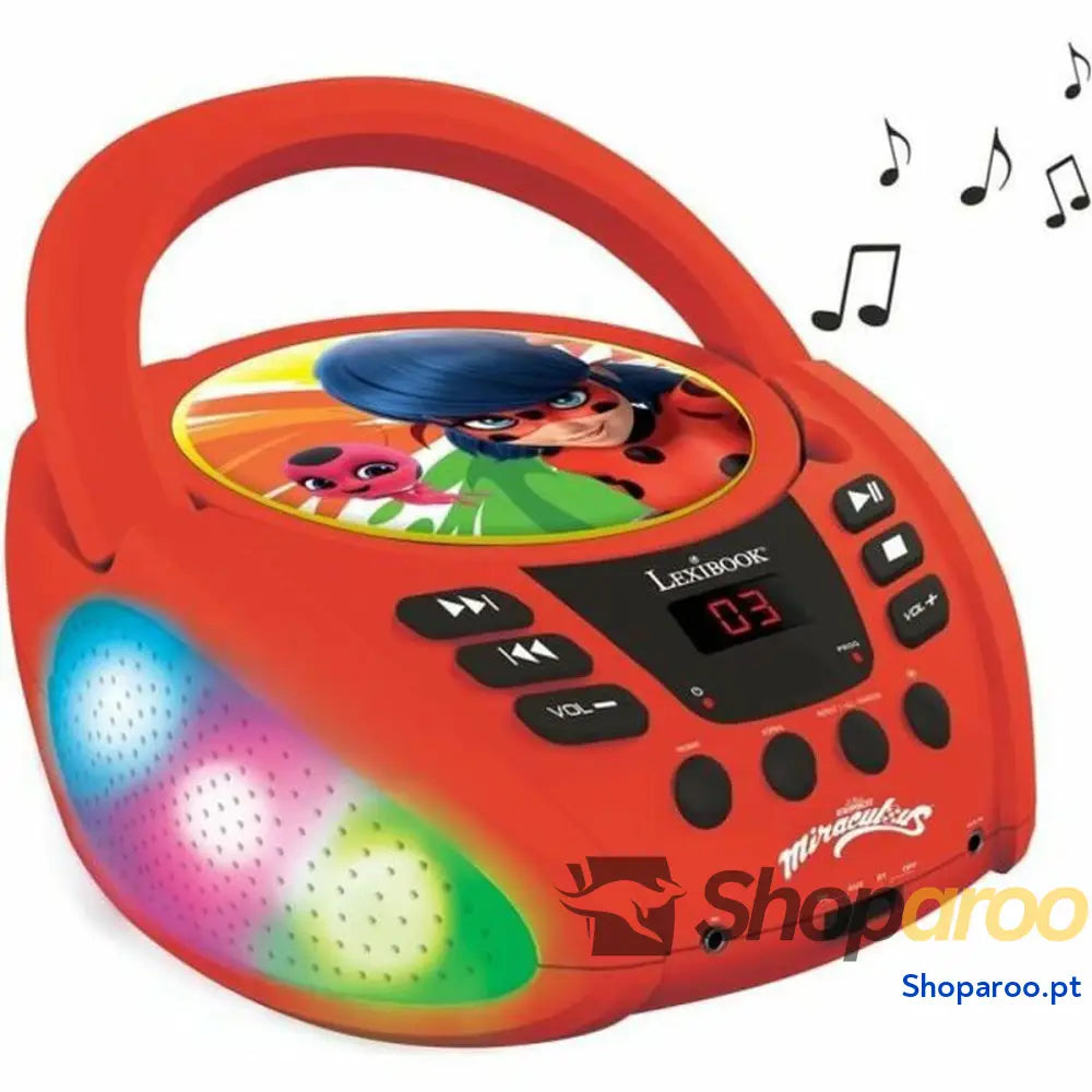 Reprodutor CD/MP3 Lexibook Miraculous Bluetooth 5.0 Vermelho