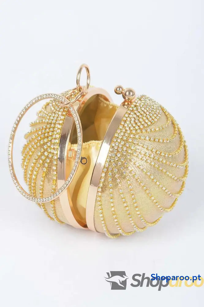 Clutch redonda de festa com strass
