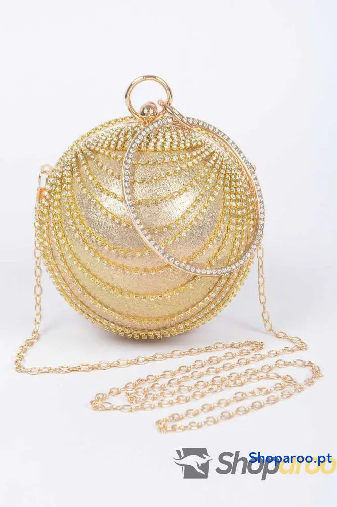 Clutch redonda de festa com strass