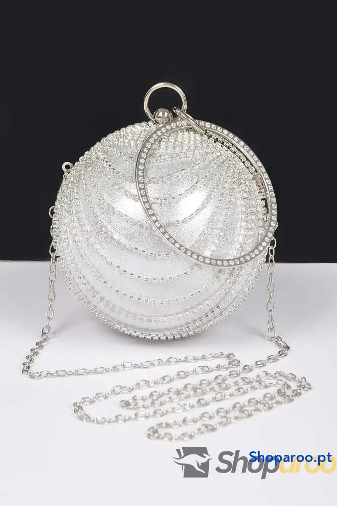 Clutch redonda de festa com strass