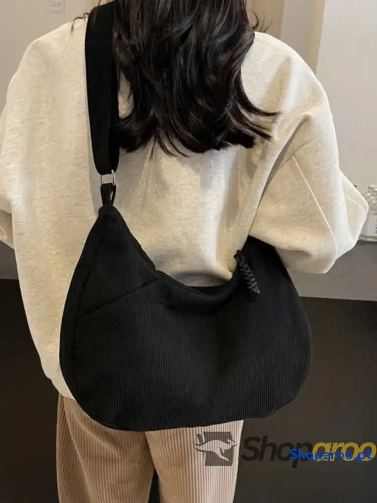 Ribbed Adjustable Strap Shoulder Bag