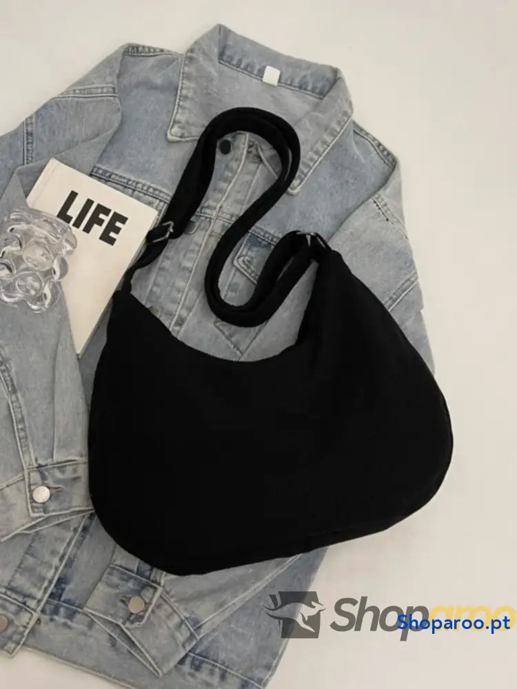 Ribbed Adjustable Strap Shoulder Bag